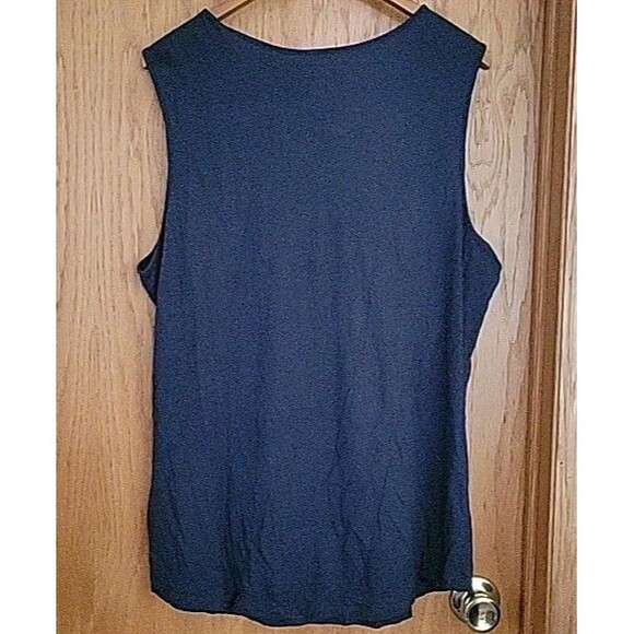 Old Navy Tank Ruffle Neck Top XXL Solid Strech Comfort Casual Dark Navy Blue - Picture 5 of 7